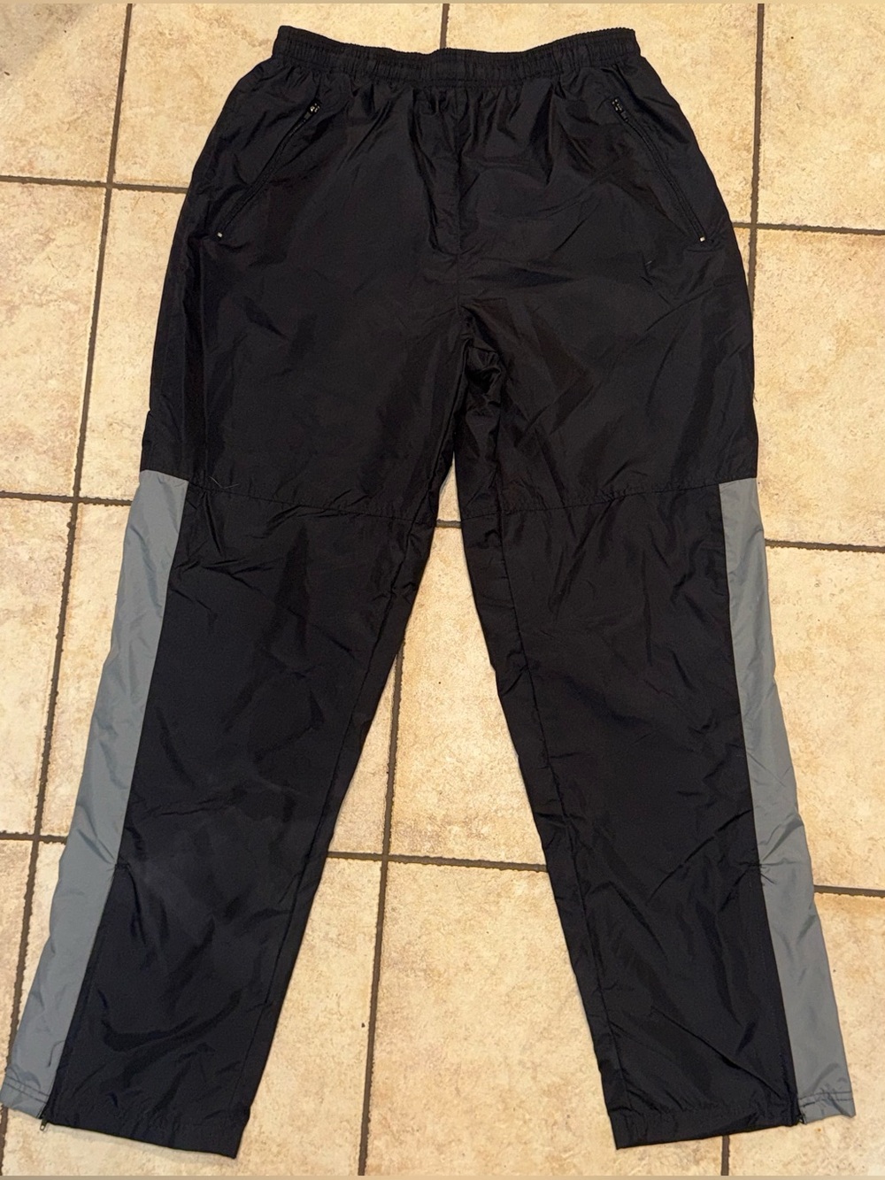 Men's Black Track Pants with Gray Side Panels size Medium athletic